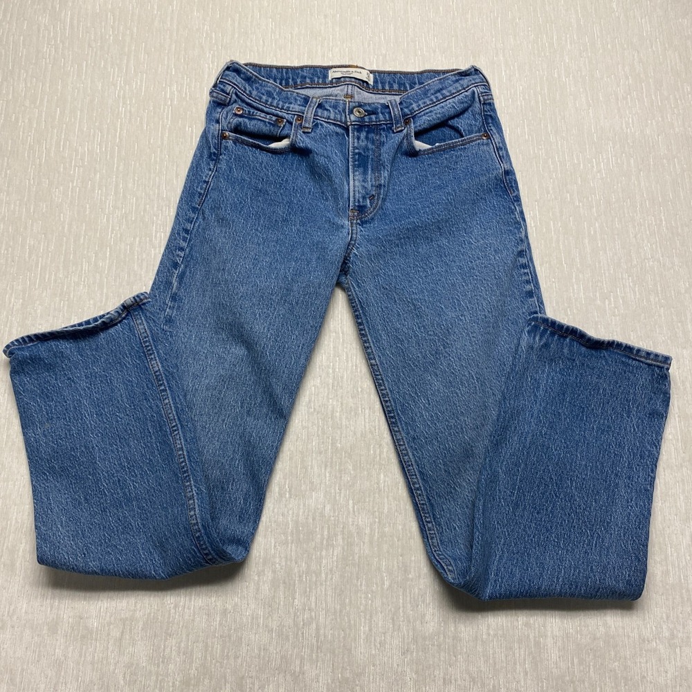 Abercrombie & Fitch The Straight Jeans Mid Rise Womens 4/27 Blue Denim Cotton